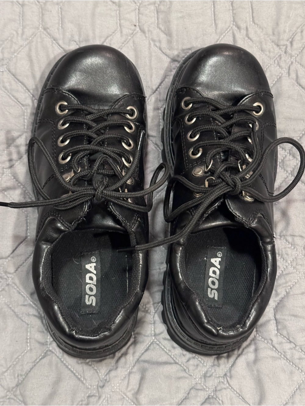 Soda Black Women's Lace-Up Platform Shoes